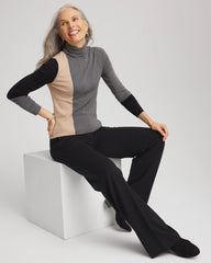 Ella Colorblock Intarsia Turtleneck Sweater Black - Chico's