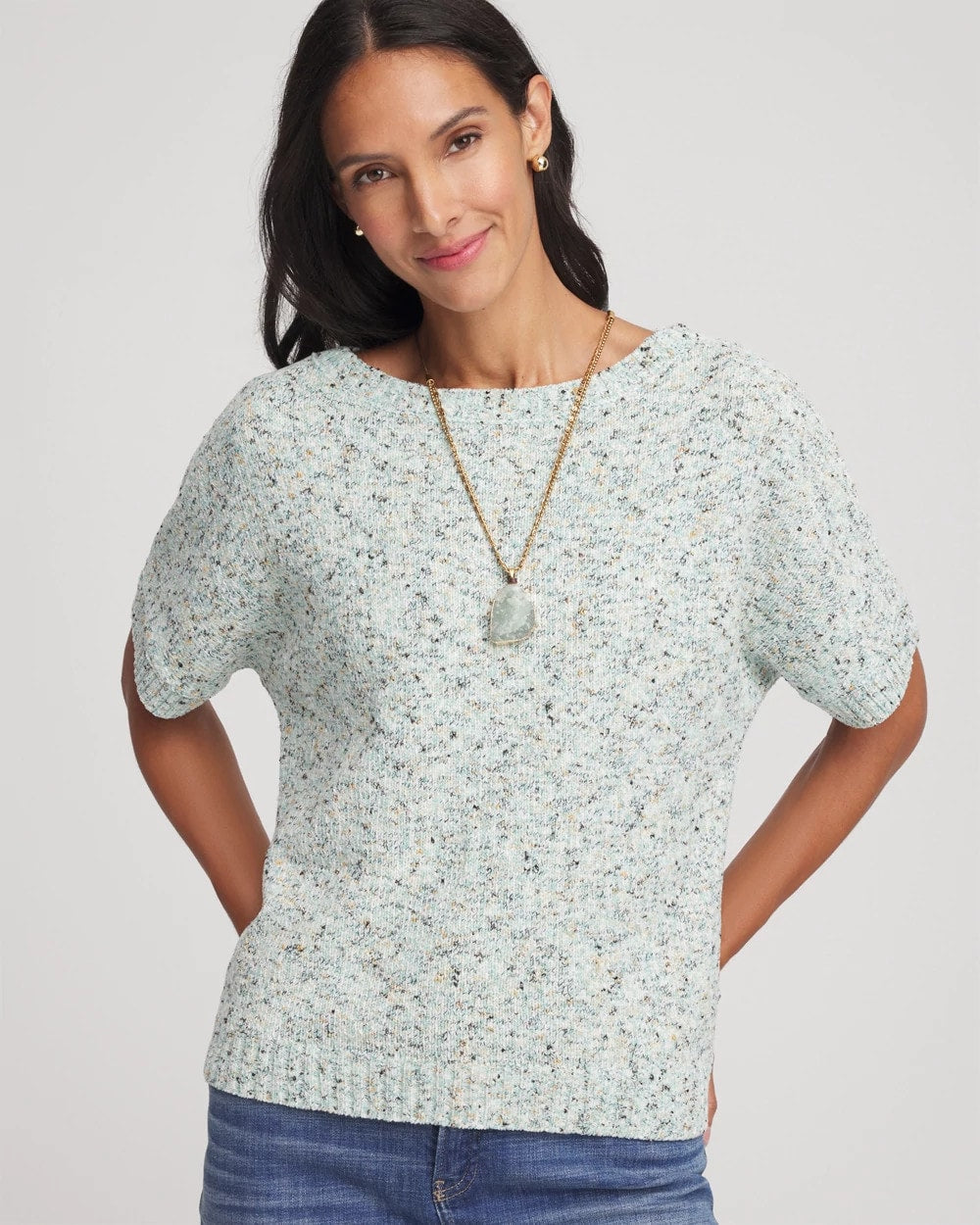 Textured Dolman Pullover Sweater Blue Menthe - Chico's