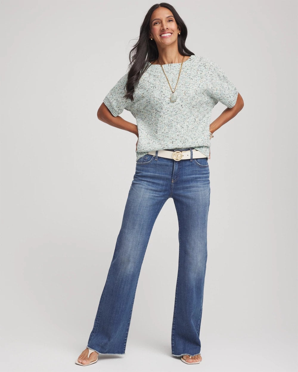 Textured Dolman Pullover Sweater Blue Menthe - Chico's