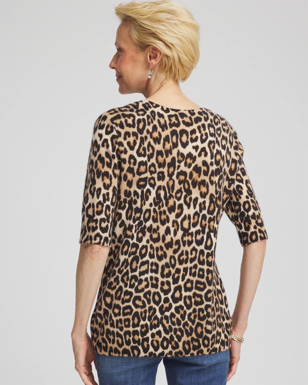 Cashmere Animal Elbow-Sleeve Pullover Camel - Chico's