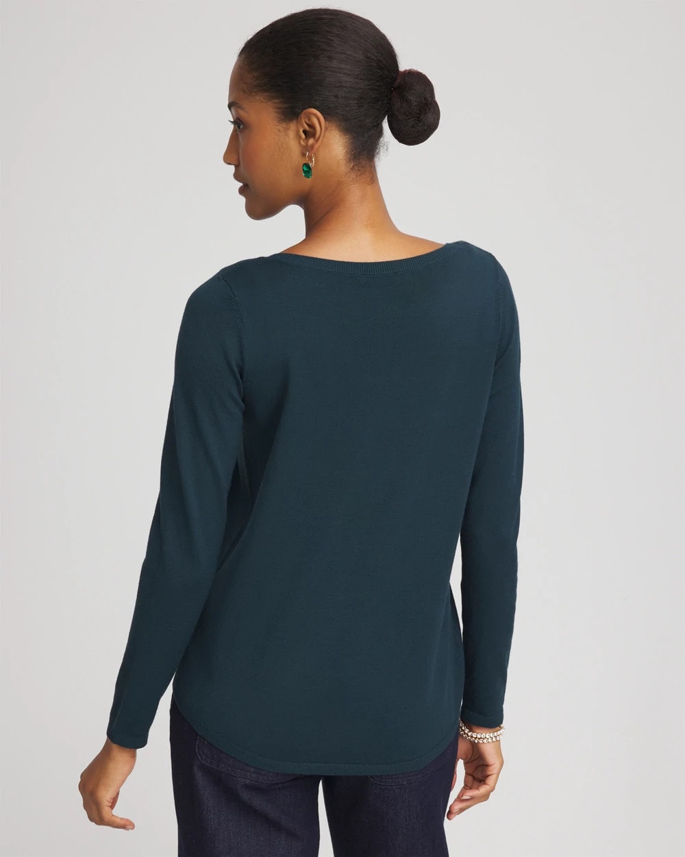 Ella Boatneck Sweater Teal Shadow - Chico's