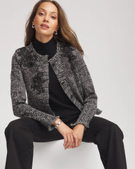 Embroidered Metallic Tweed Cardigan Gray - Chico's