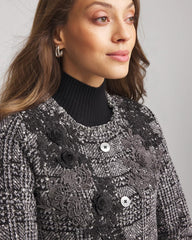 Embroidered Metallic Tweed Cardigan Gray - Chico's