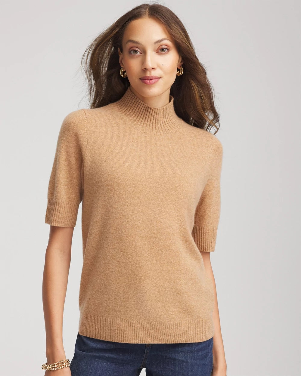 Cashmere Elbow-Sleeve Sweater Camel - Chico's