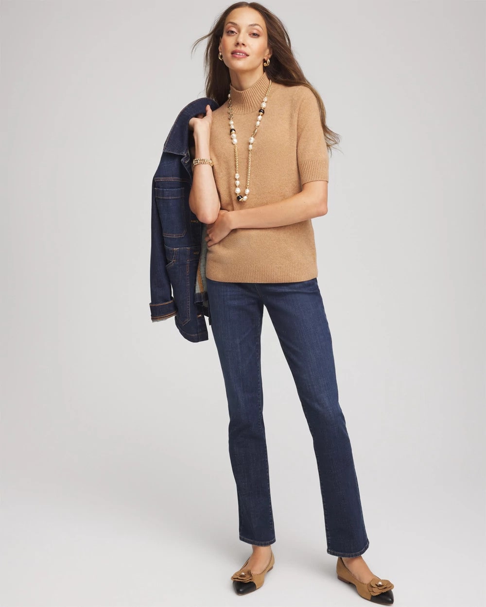Cashmere Elbow-Sleeve Sweater Camel - Chico's
