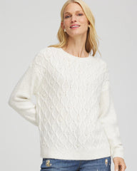 Embellished Cable Knit Sweater English Cream - Chico's