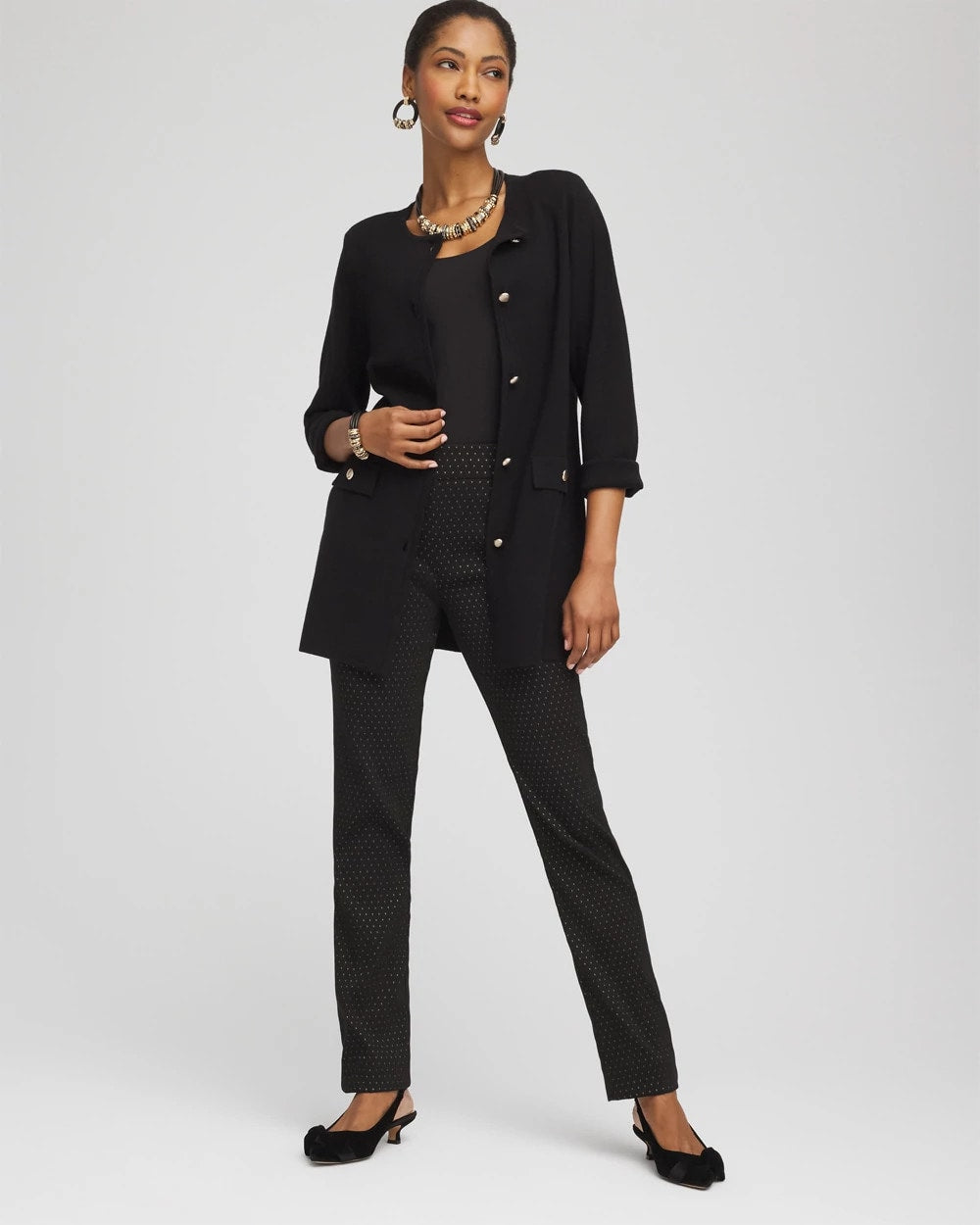 Button-Down Crewneck Coatigan Black - Chico's