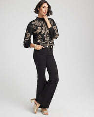 Bryne Jacquard Mockneck Pullover Black - Chico's