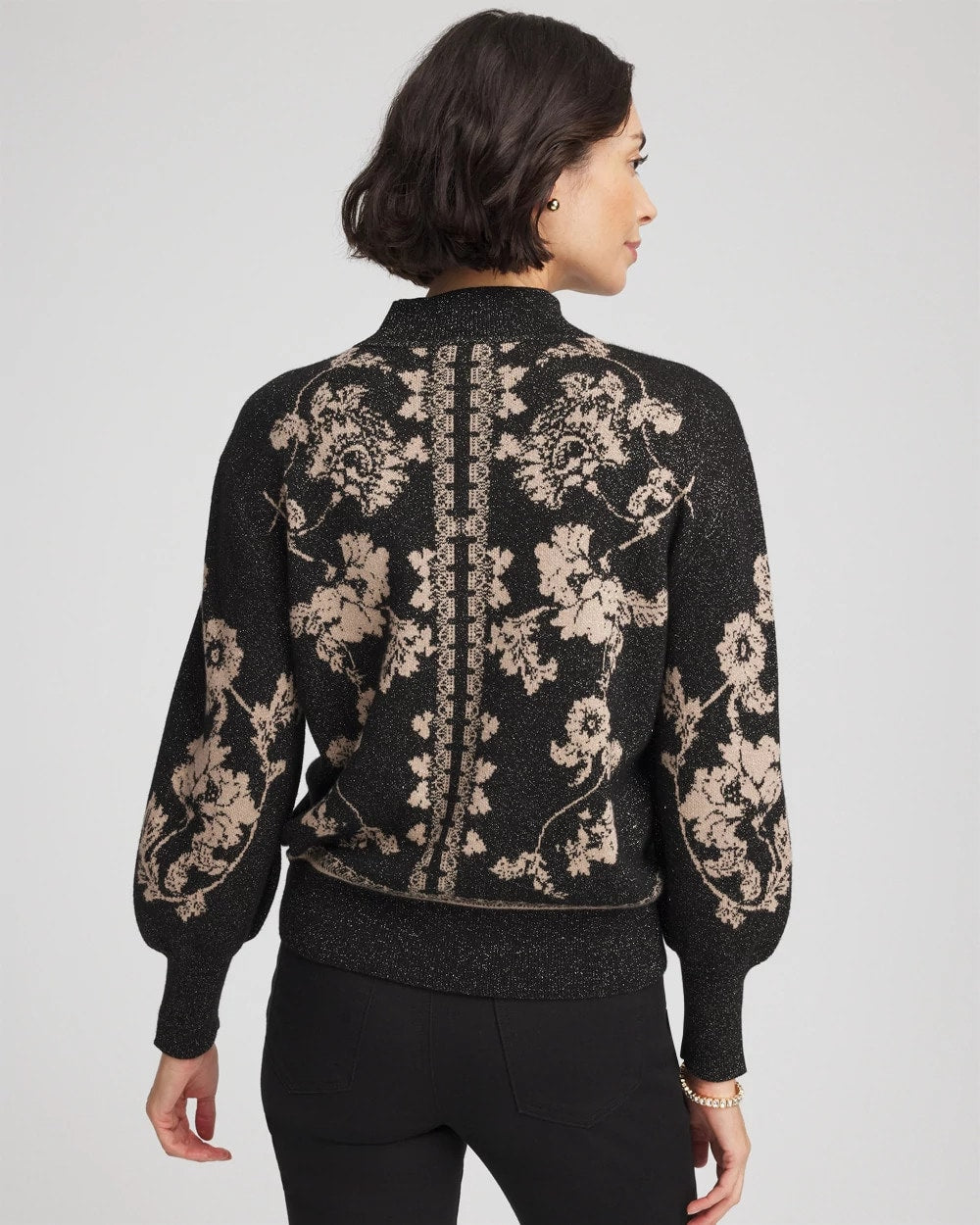 Bryne Jacquard Mockneck Pullover Black - Chico's