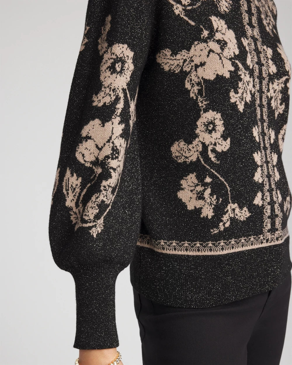Bryne Jacquard Mockneck Pullover Black - Chico's