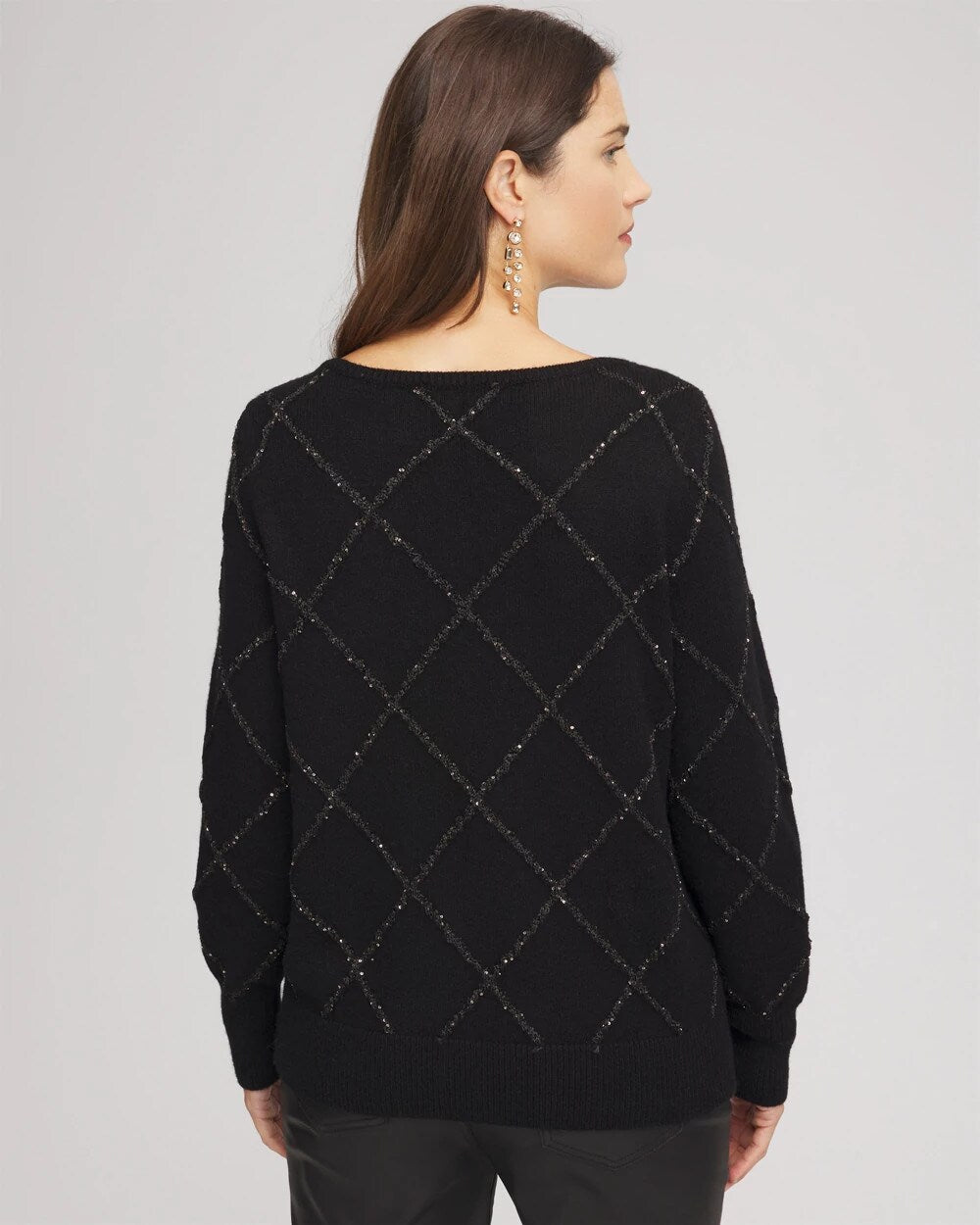 Sparkling Diamonds Pullover Sweater Black - Chico's