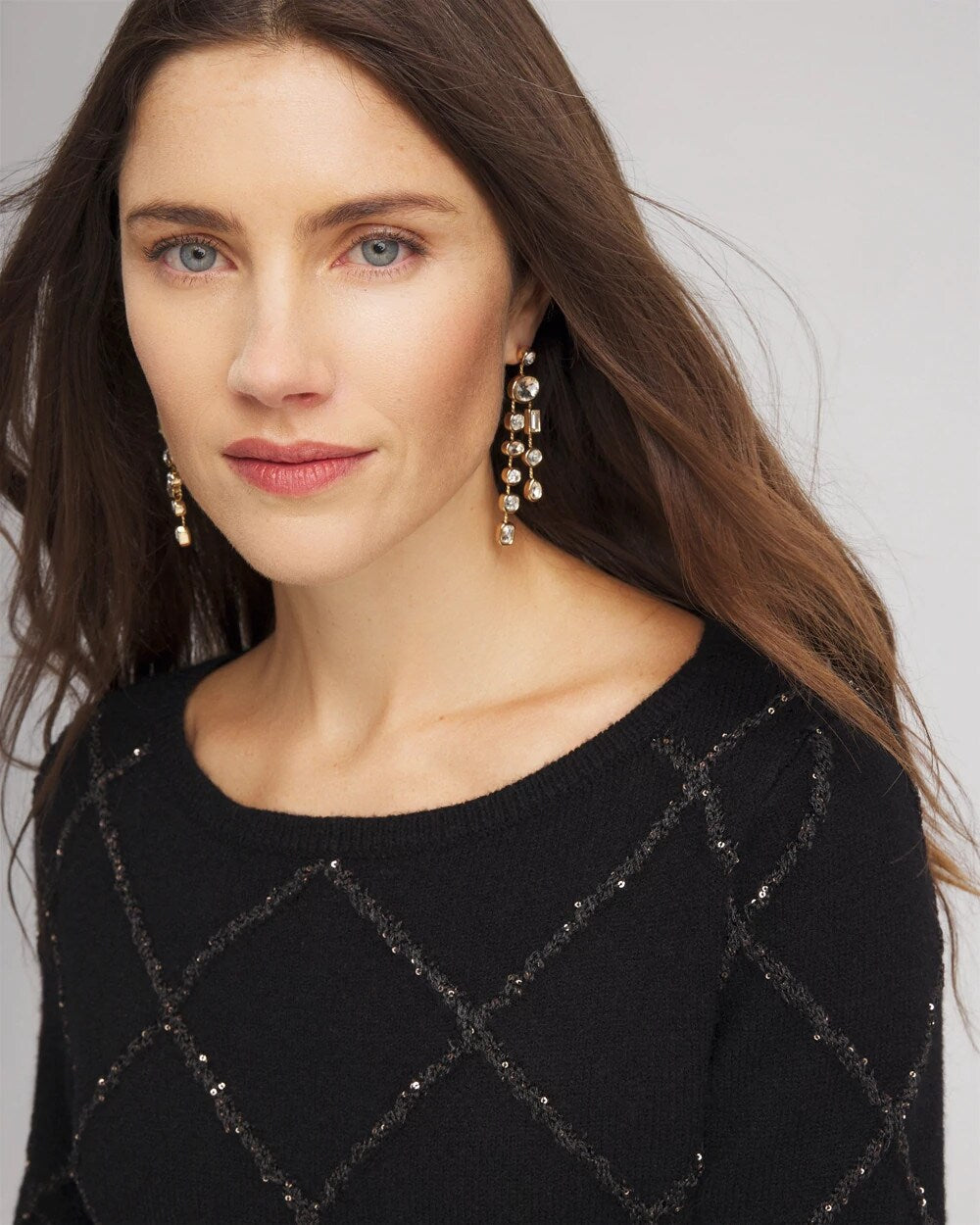 Sparkling Diamonds Pullover Sweater Black - Chico's