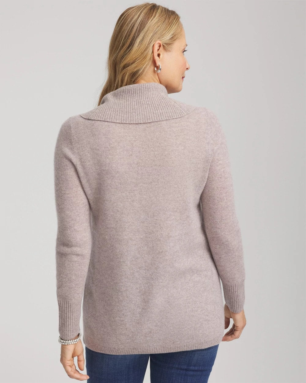 Cowlneck Cashmere Pullover Tunic Taupe Heather - Chico's
