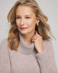 Cowlneck Cashmere Pullover Tunic Taupe Heather - Chico's