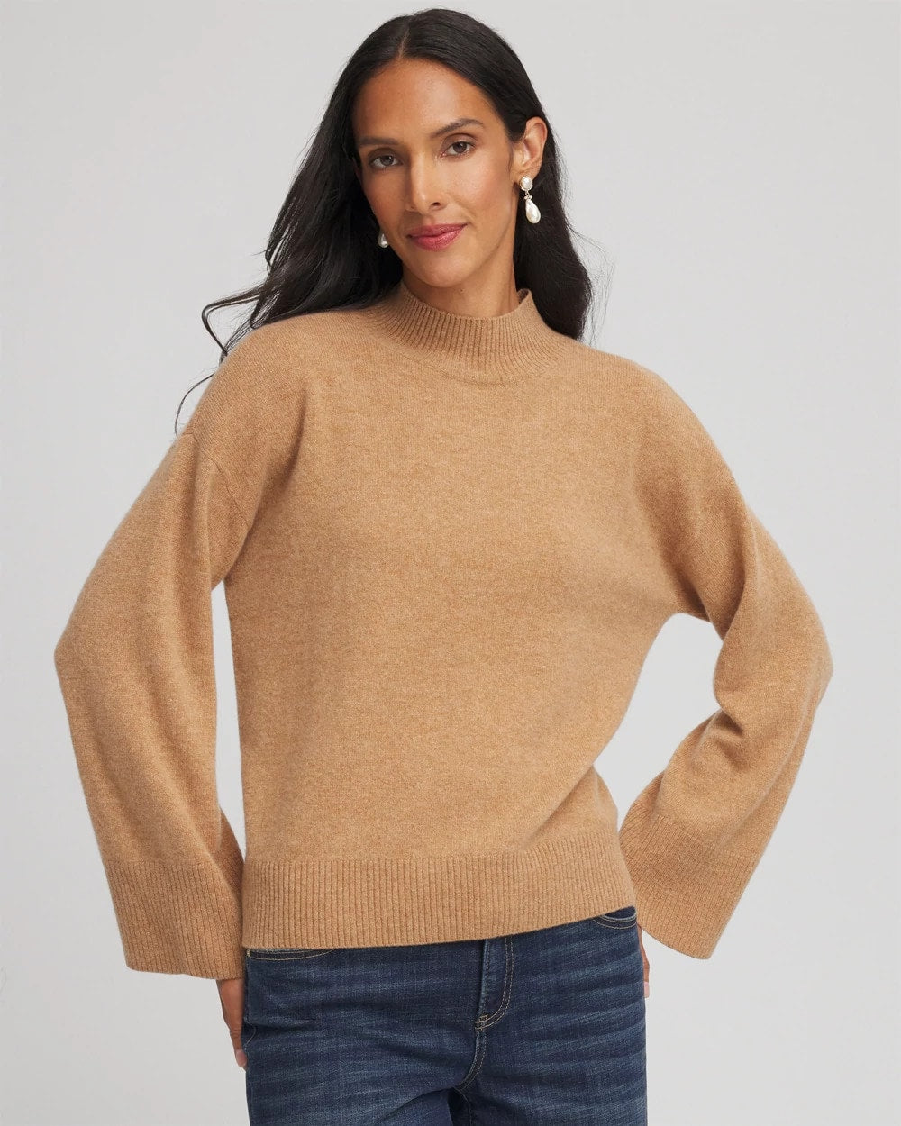 Cashmere Mockneck Sweater Camel - Chico's