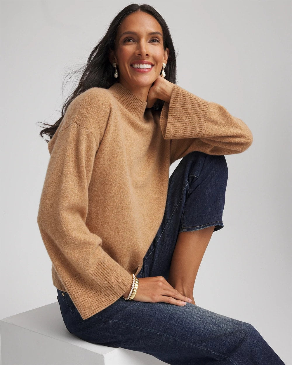 Cashmere Mockneck Sweater Camel - Chico's