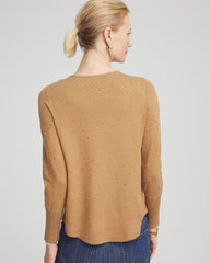 Ella V-Neck Embellished Pullover Sweater Faux Camel Heather - Chico's