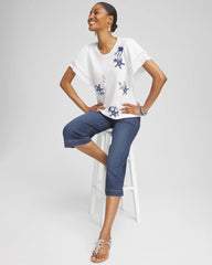 Ocean Motif Pullover Sweater Blue Casa - Chico's