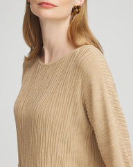 Textured Zebra Print Dolman Sleeve Sweater New Camel Heather - Chico's