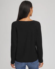 Floral Embellished Dolman V-Neck Pullover Black - Chico's