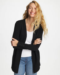 Ella Ottoman-Trim Cardigan Black - Chico's