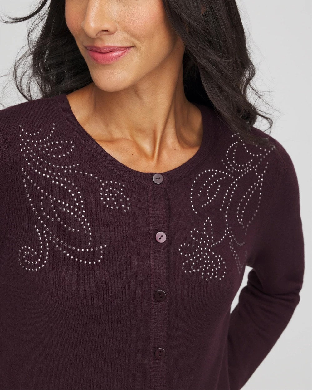 Embellished Crewneck Cardigan Night Bloom - Chico's
