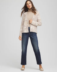 Fuzzy Jacquard Boyfriend Cardigan English Cream - Chico's