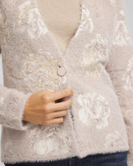 Fuzzy Jacquard Boyfriend Cardigan English Cream - Chico's