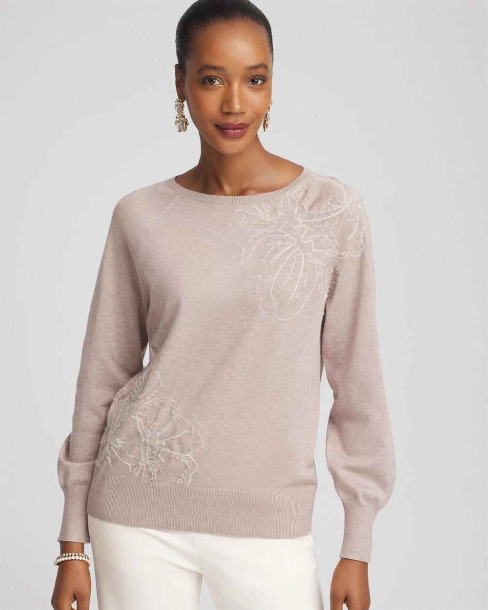 Embroidered Pull-Over Boatneck Sweater Rocky Mountain - Chico's