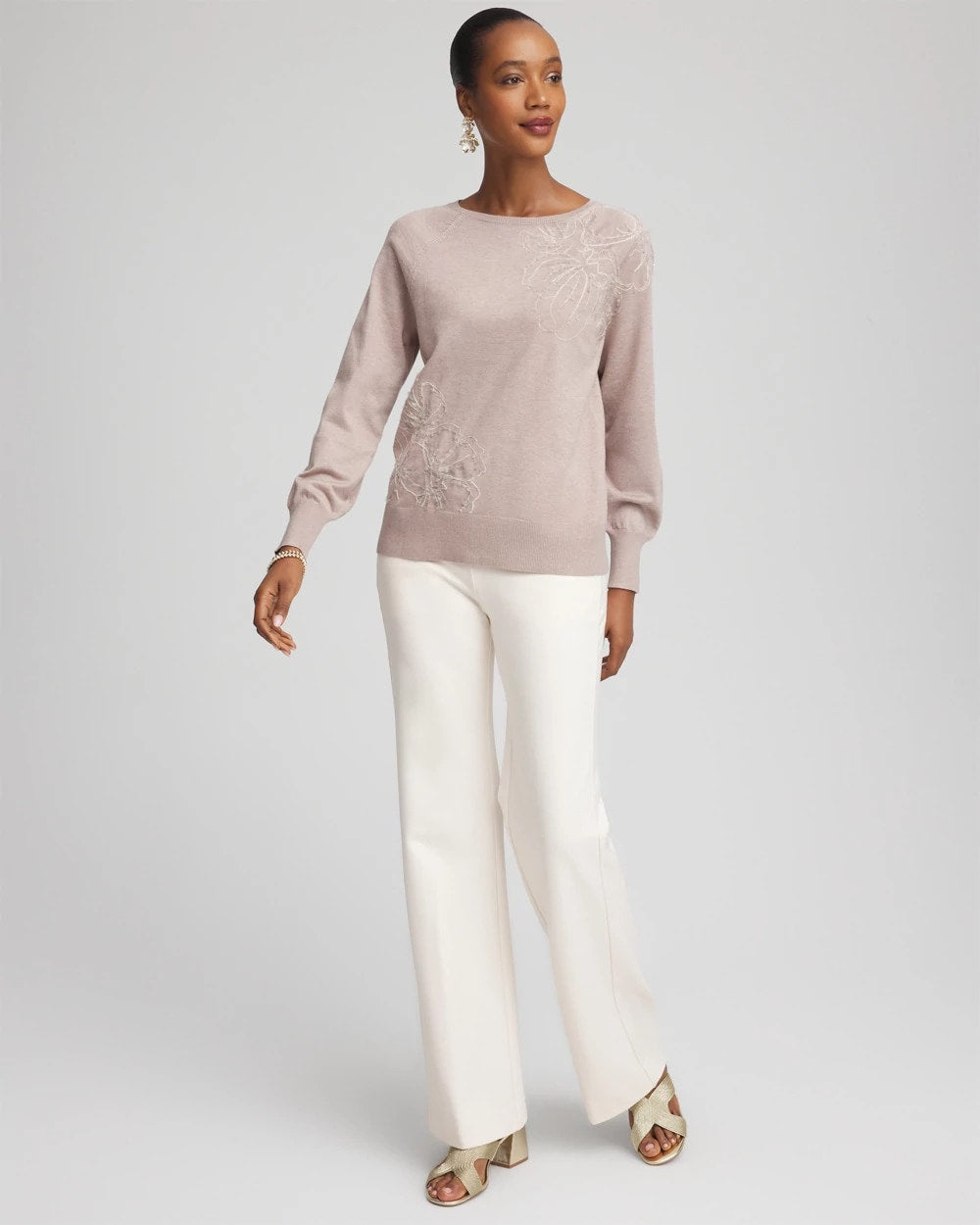 Embroidered Pull-Over Boatneck Sweater Rocky Mountain - Chico's