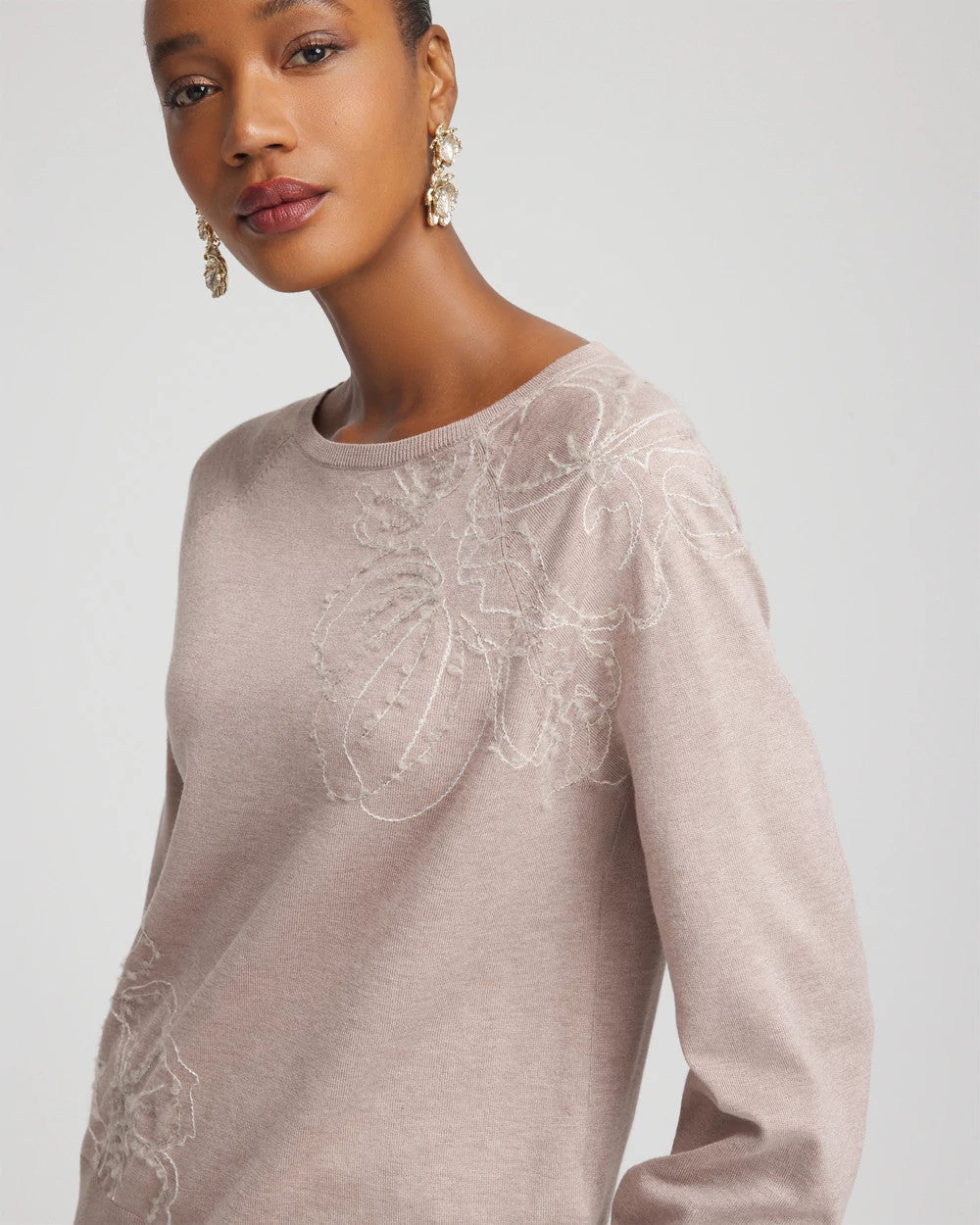 Embroidered Pull-Over Boatneck Sweater Rocky Mountain - Chico's