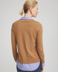 Camel Built-In Shirt Knit Sweater Caramel Apple Heather - Chico's