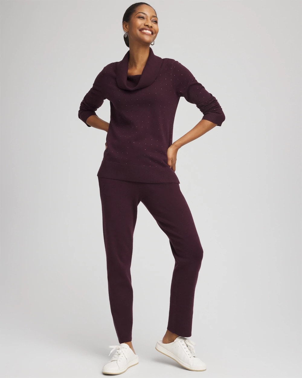 Zenergy® Luxe Diamante Cowlneck Tunic Night Bloom - Chico's