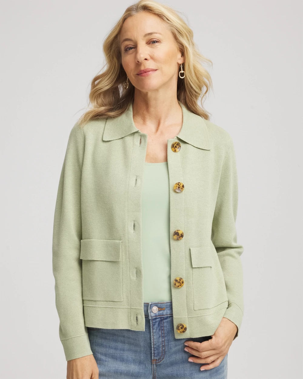Button-Front Cardigan Jacket Sage Meadow - Chico's
