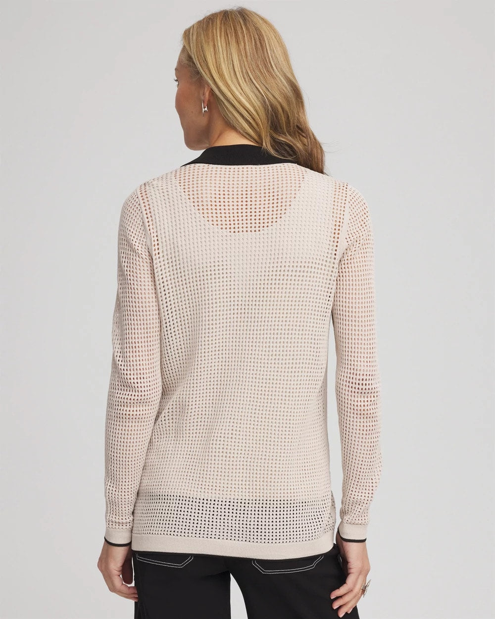 Pointelle Polo Cardigan Smokey Taupe - Chico's
