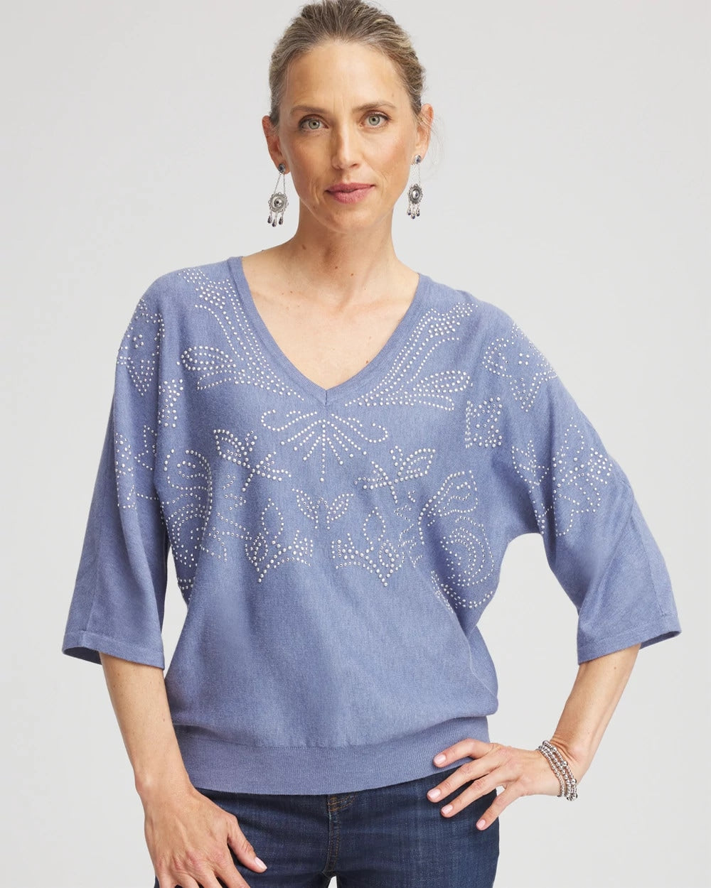 Dolman V-Neck Sweater Blue Lotus - Chico's