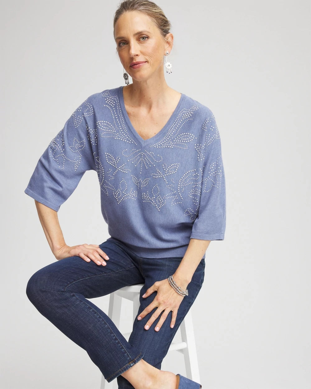 Dolman V-Neck Sweater Blue Lotus - Chico's