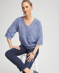 Dolman V-Neck Sweater Blue Lotus - Chico's