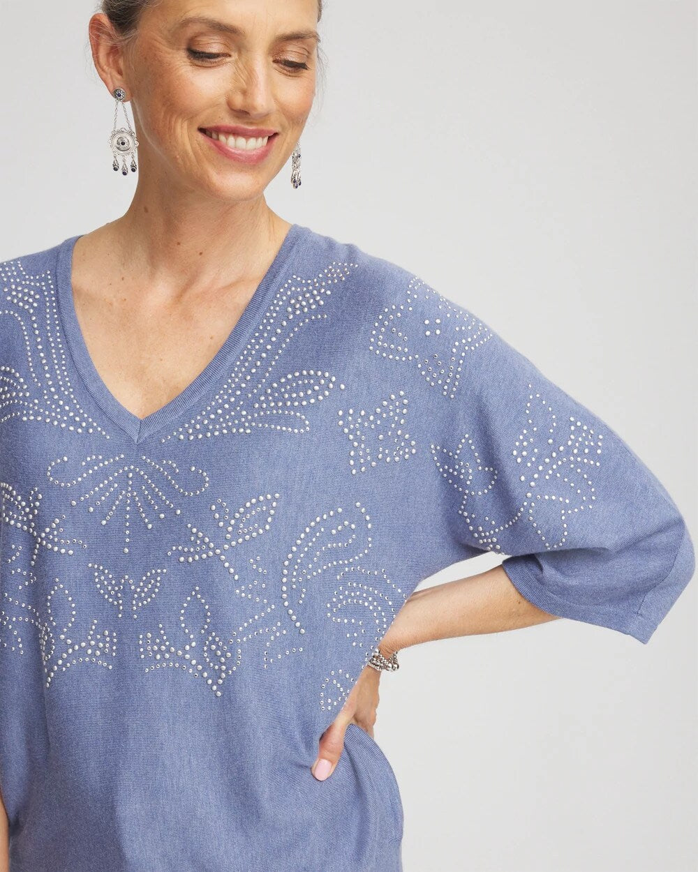 Dolman V-Neck Sweater Blue Lotus - Chico's
