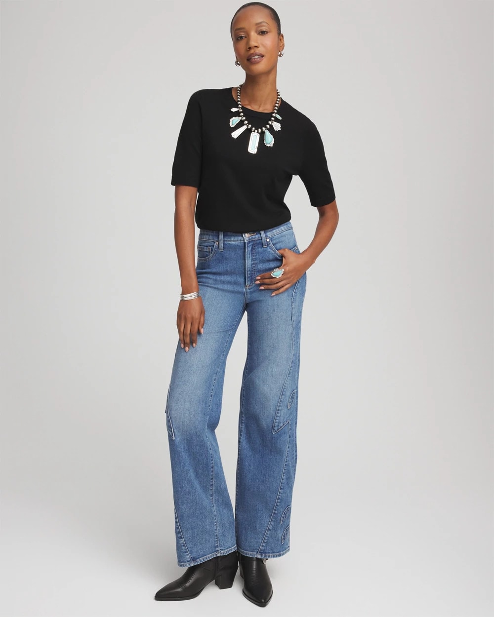 Ella Classic-Fit Sweater Tee Black - Chico's