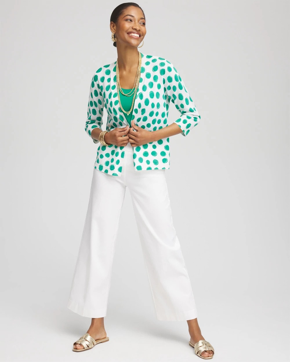 Polka-Dot Summer Romance Short Cardigan Alabaster - Chico's