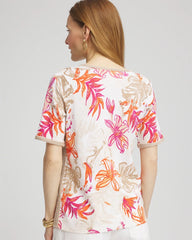 Floral Print Crochet-Trim Pullover Sweater Alabaster - Chico's