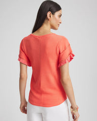 Cutout Short-Sleeved Pullover Sweater Melon Mambo - Chico's
