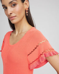 Cutout Short-Sleeved Pullover Sweater Melon Mambo - Chico's