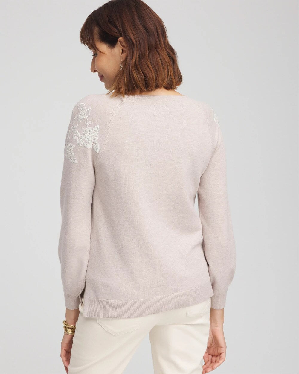 Embroidered Boatneck Sweater Helium - Chico's