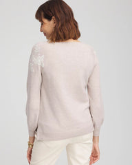 Embroidered Boatneck Sweater Helium - Chico's