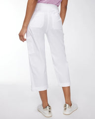 Alabaster Poplin Cropped Roll Tab Pants Alabaster - Chico's
