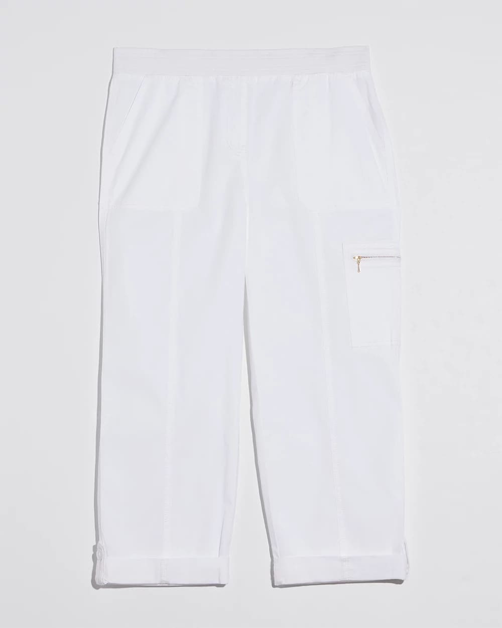 Alabaster Poplin Cropped Roll Tab Pants Alabaster - Chico's