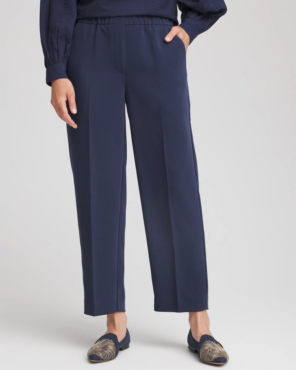 Stretch Crepe Tapered Ankle Pants Passport Blue - Chico's