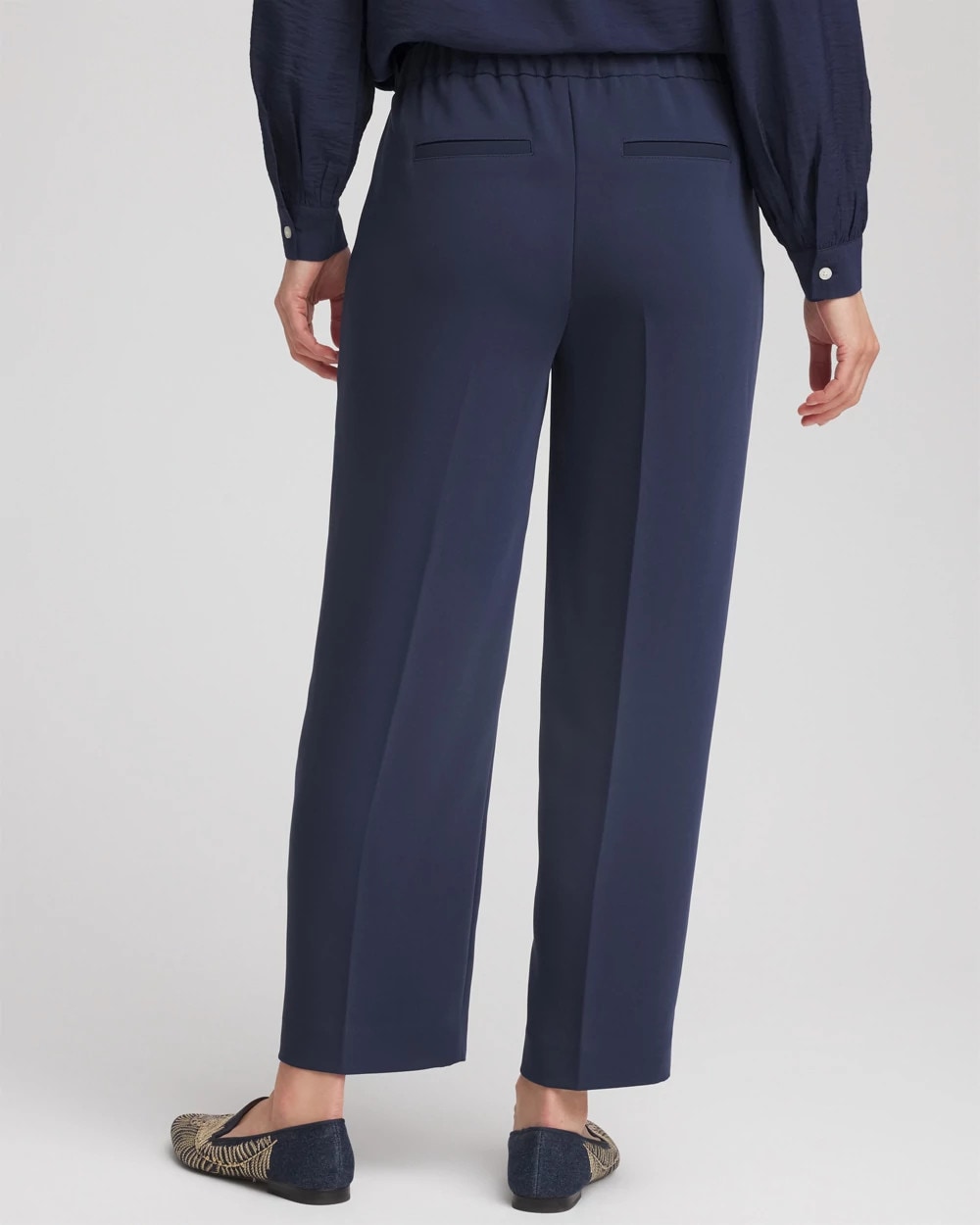 Stretch Crepe Tapered Ankle Pants Passport Blue - Chico's